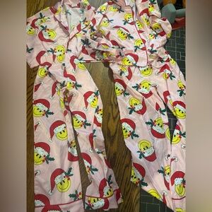 Class Club Pink Santa Smiley Pajama Set